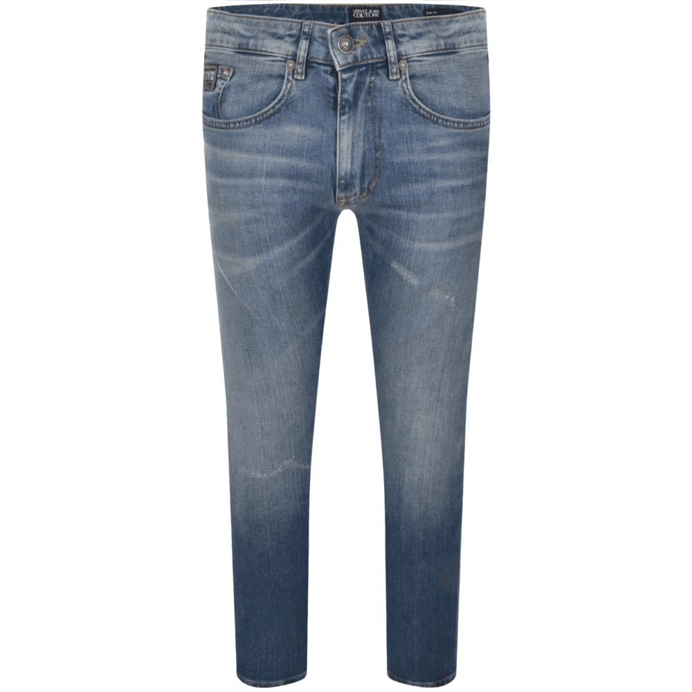 Skinny Fit Distressed Blue Jeans