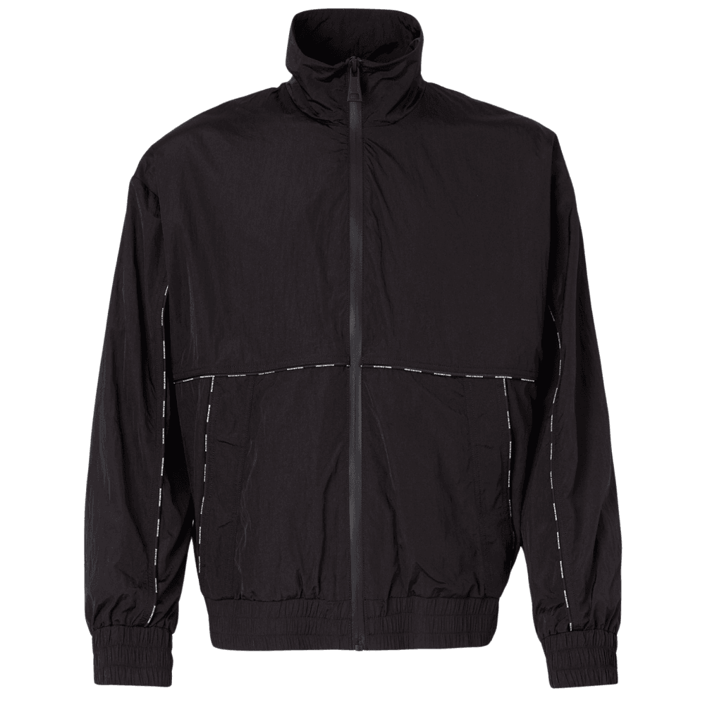 Piping Logo Black Windbreaker Jacket