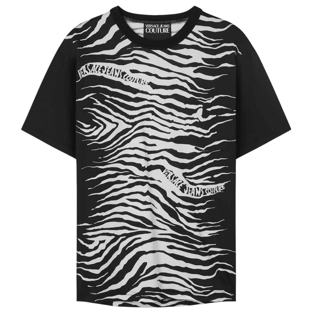 All Over Zebra Print Black/White T-Shirt