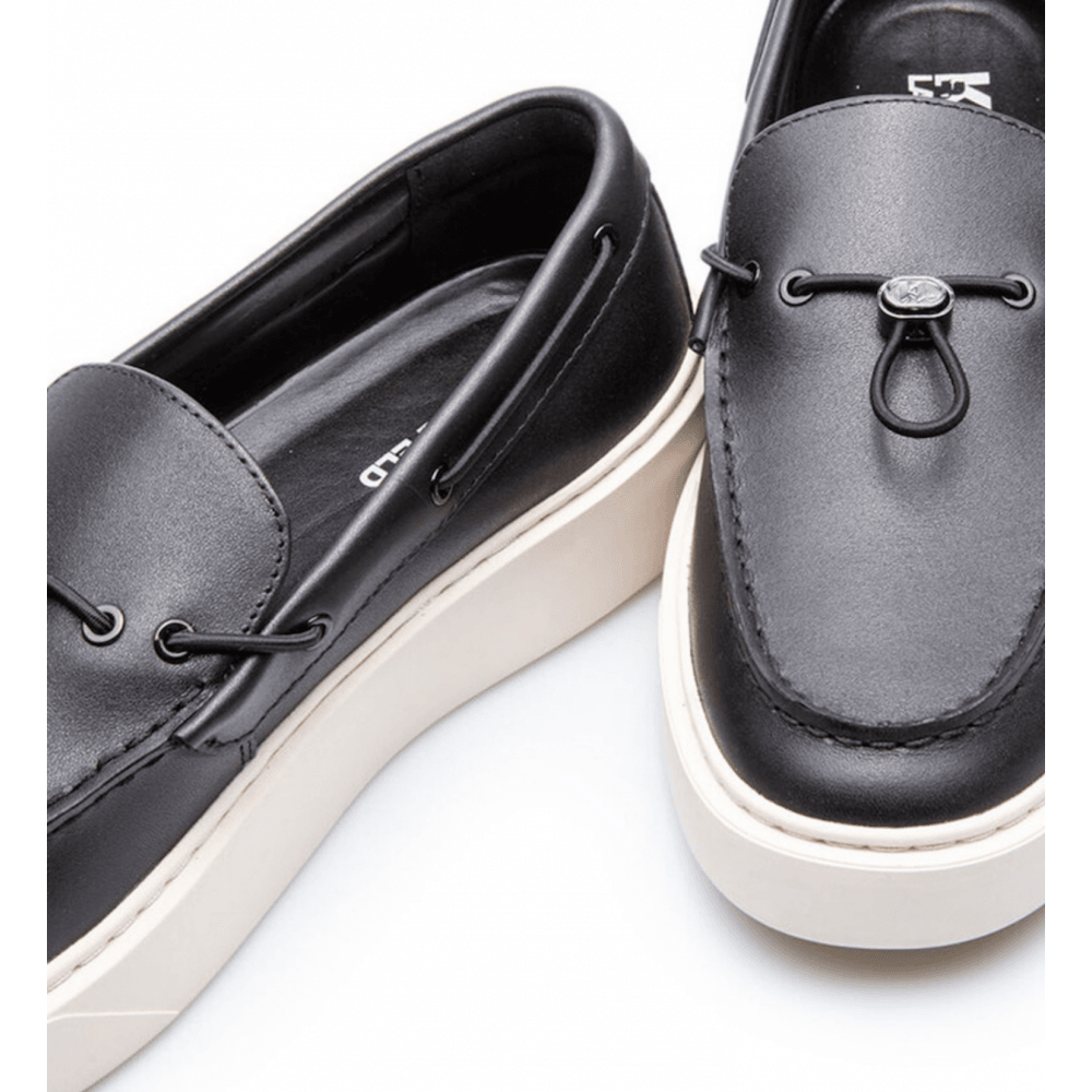 Flint II Deck Black Leather Loafer
