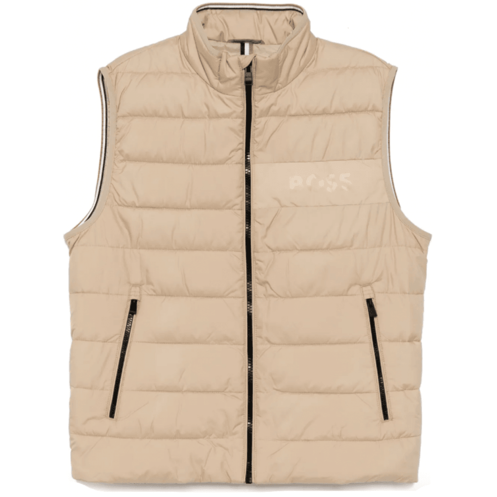H-Cenito Logo Print Beige Gilet