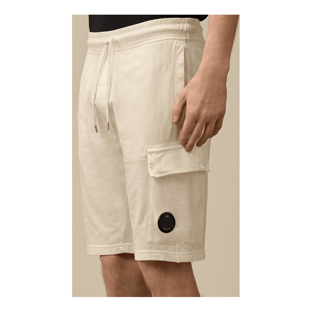 Light Fleece Lens Pocket Gauze White Cargo Shorts