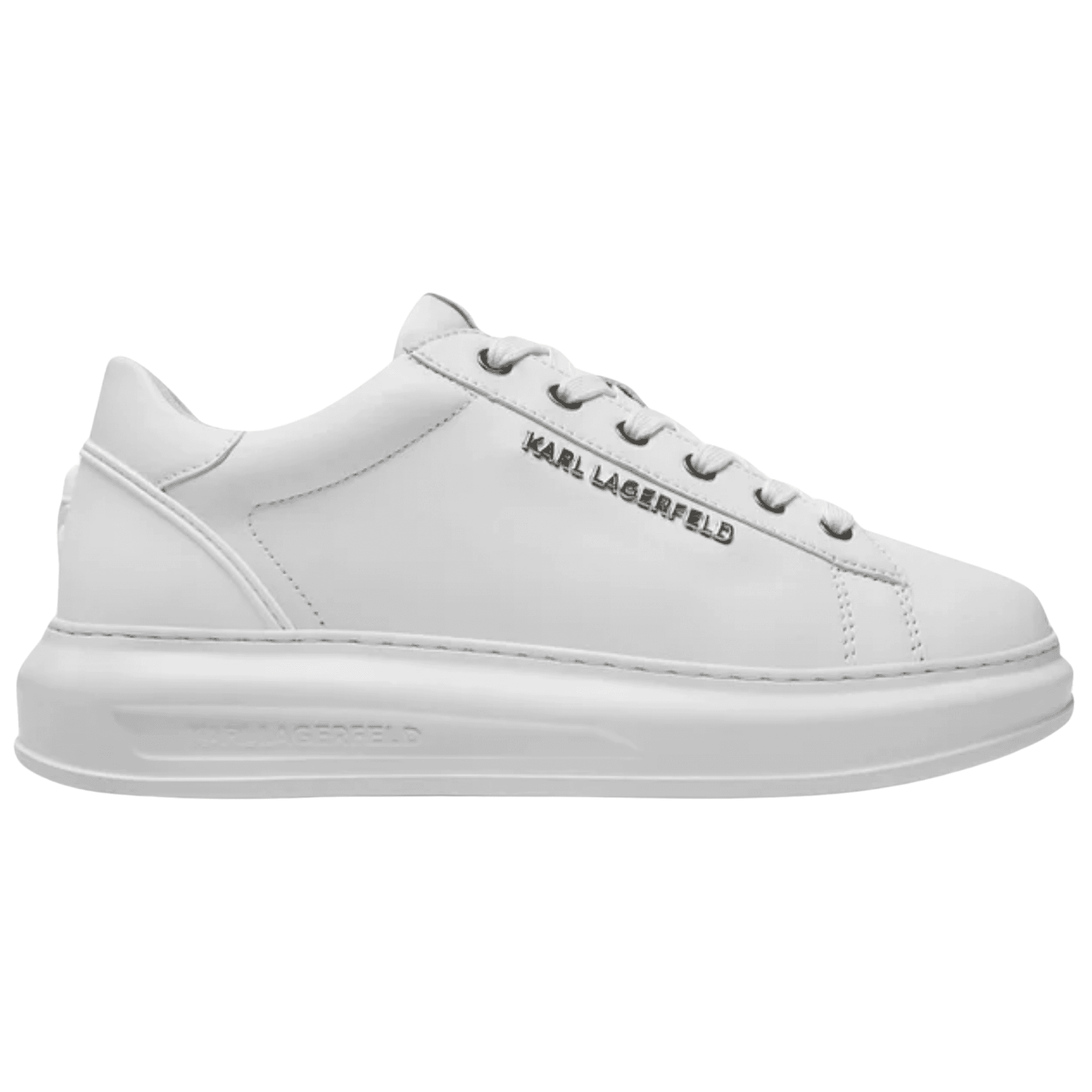Kapri Metal Logo Leather Triple White Sneaker