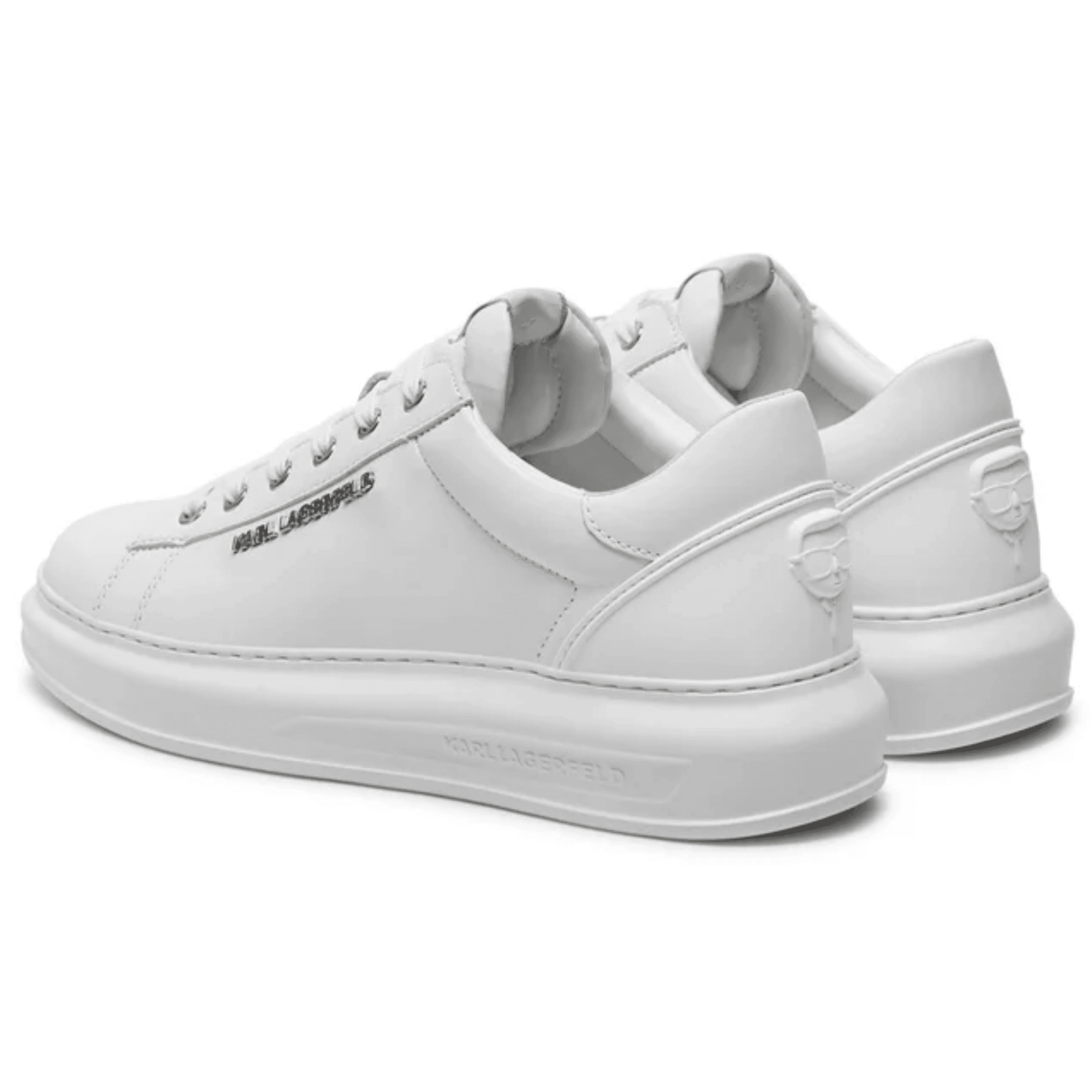 Kapri Metal Logo Leather Triple White Sneaker