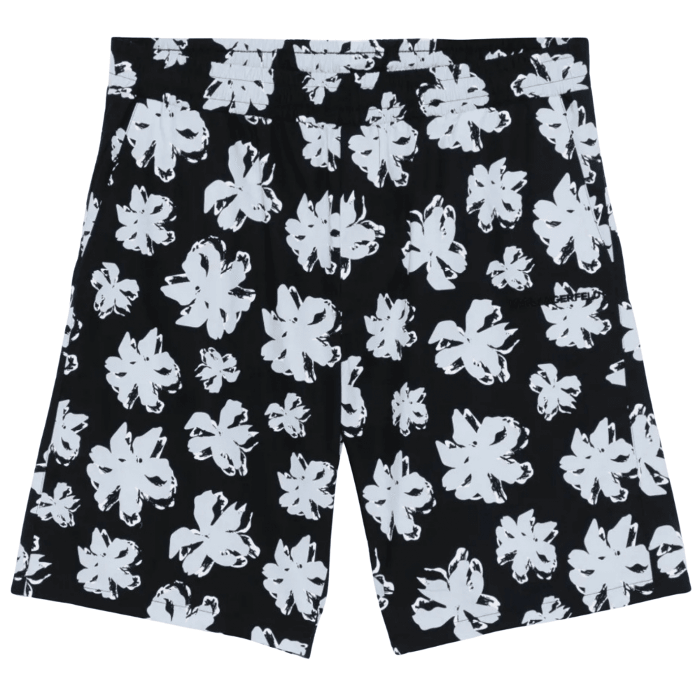Nylon Floral All Over Black Shorts