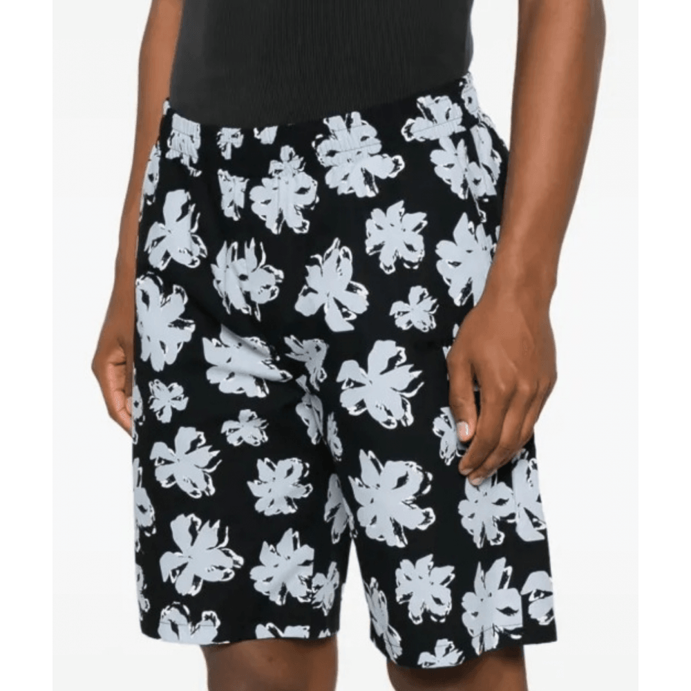 Nylon Floral All Over Black Shorts