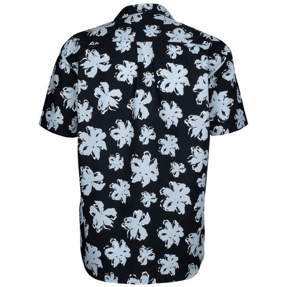 Floral All Over Cuban Collar Black Shirt