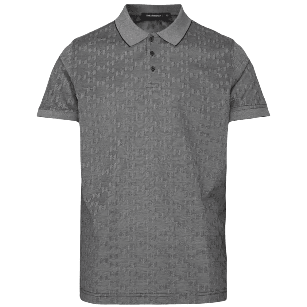 Cotton Monogram Logo Grey Polo Shirt