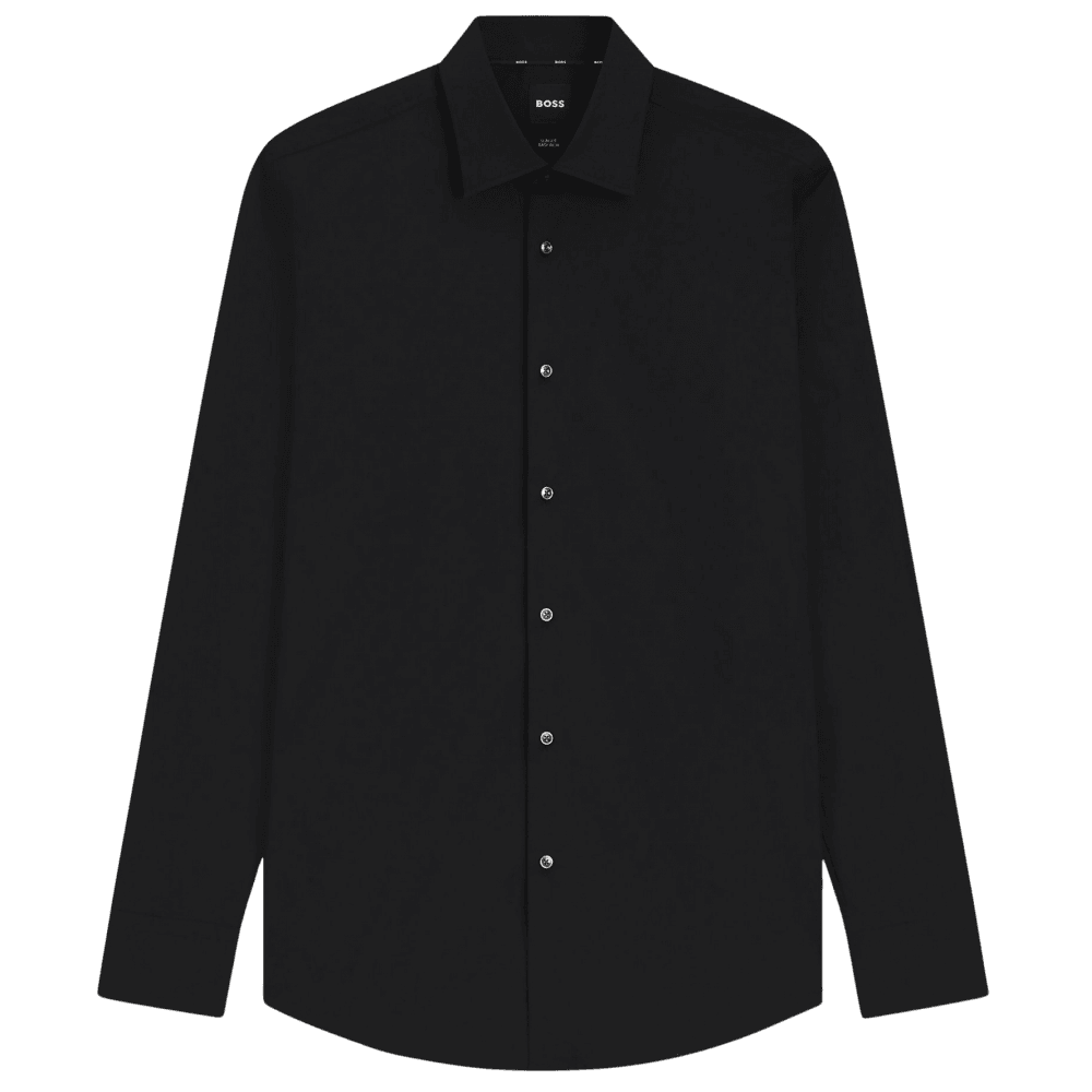 H-Hank Slim Fit Easy Iron Black Shirt