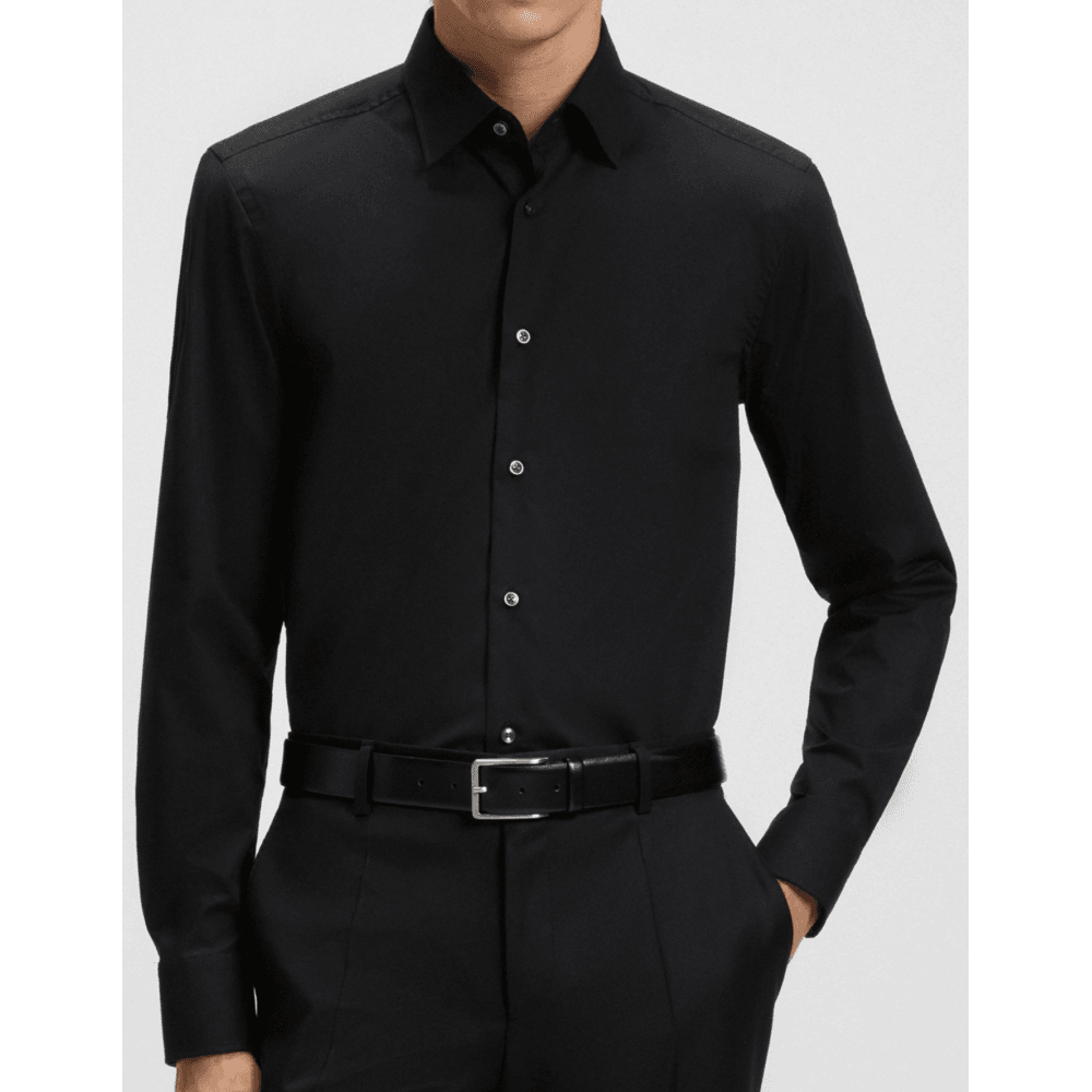 H-Hank Slim Fit Easy Iron Black Shirt