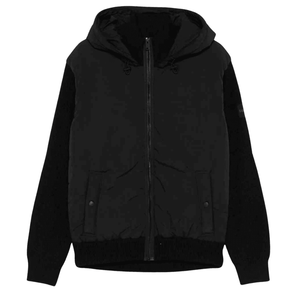 Kiaccio Hybrid Hooded Knitted Nylon Black Jacket