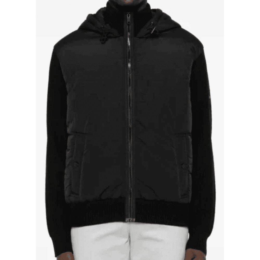 Kiaccio Hybrid Hooded Knitted Nylon Black Jacket