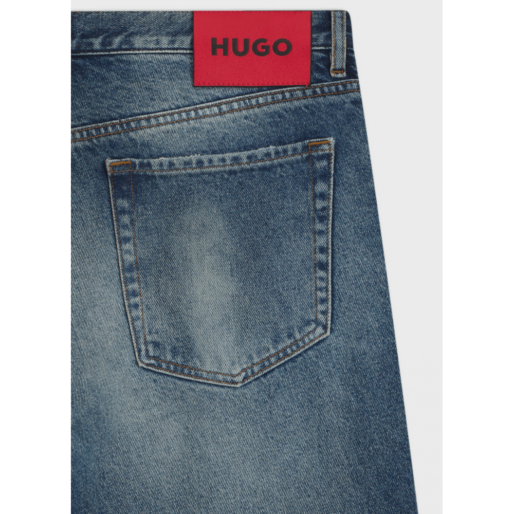 HUGO 634 Tapered Fit Distressed Blue Jeans