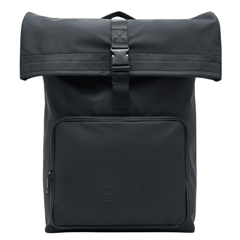 Rubberised Logo Black Satchel Backpack