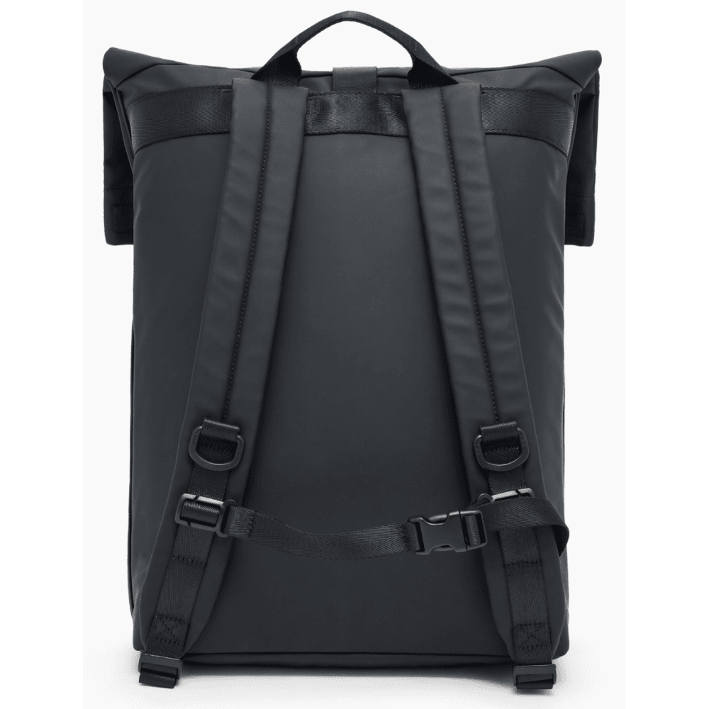 Rubberised Logo Black Satchel Backpack