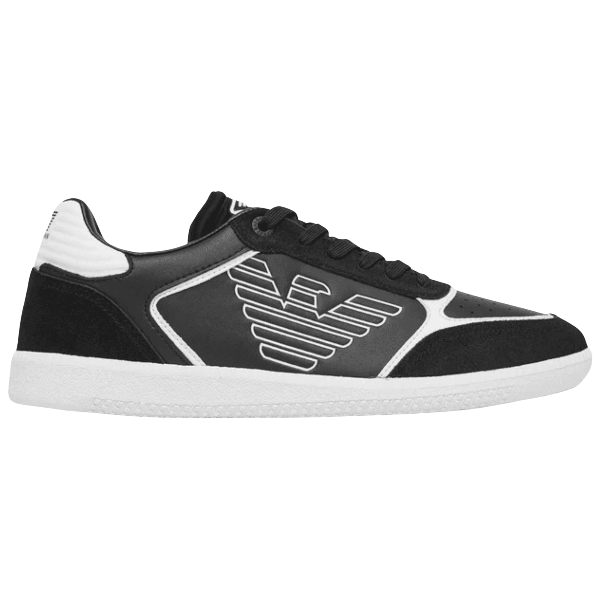 Eagle Logo Suede Black/White Lace Up Trainer