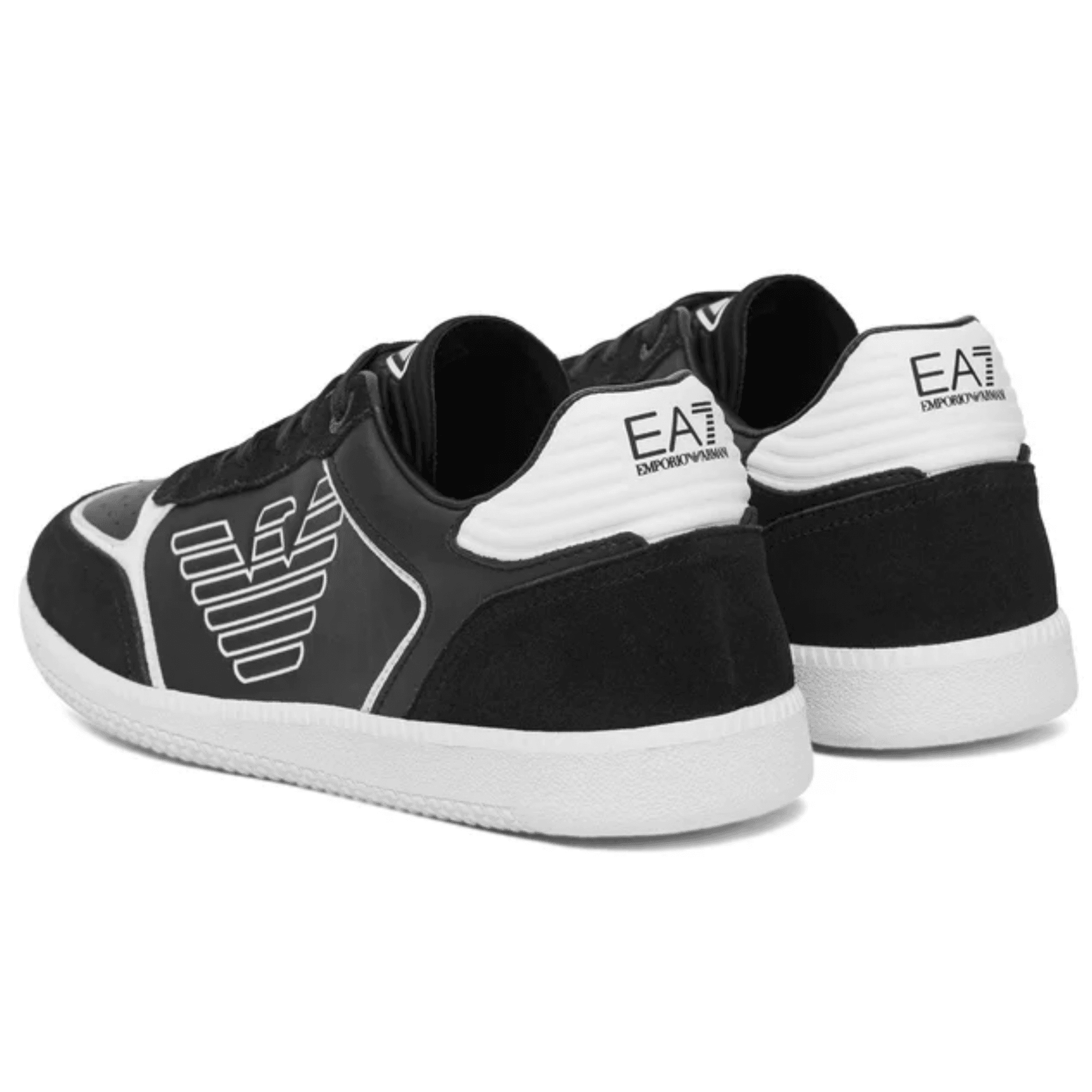Eagle Logo Suede Black/White Lace Up Trainer