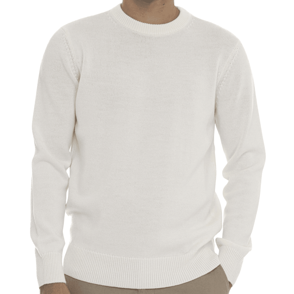 Crew Neck Rubber Logo Cream Knitwear Sweater