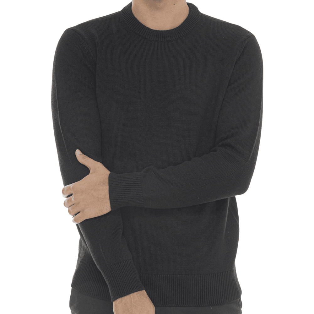 Crew Neck Rubber Logo Black Knitwear Sweater