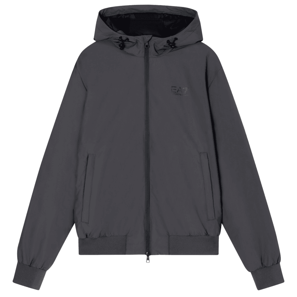 Technical Fabric hooded Grey Bomber Jacket
