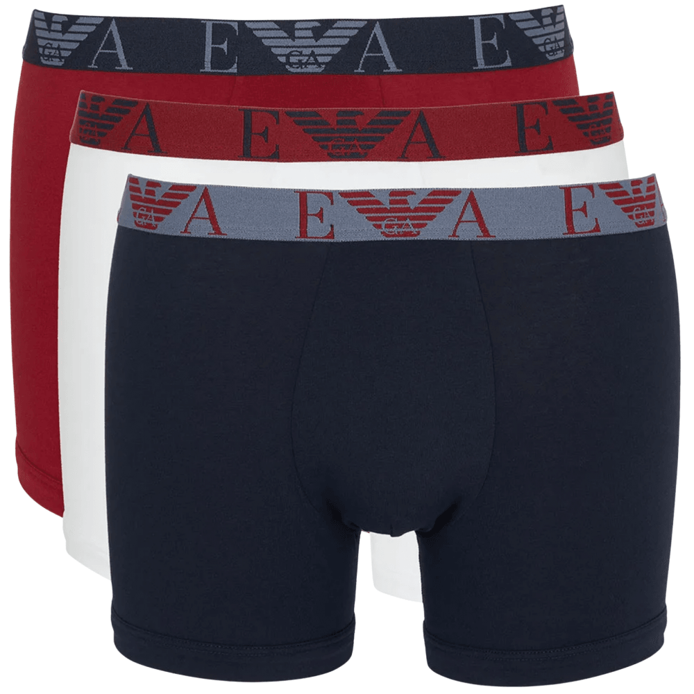 3-Pack Stretch Cotton Red/Navy/White Boxers