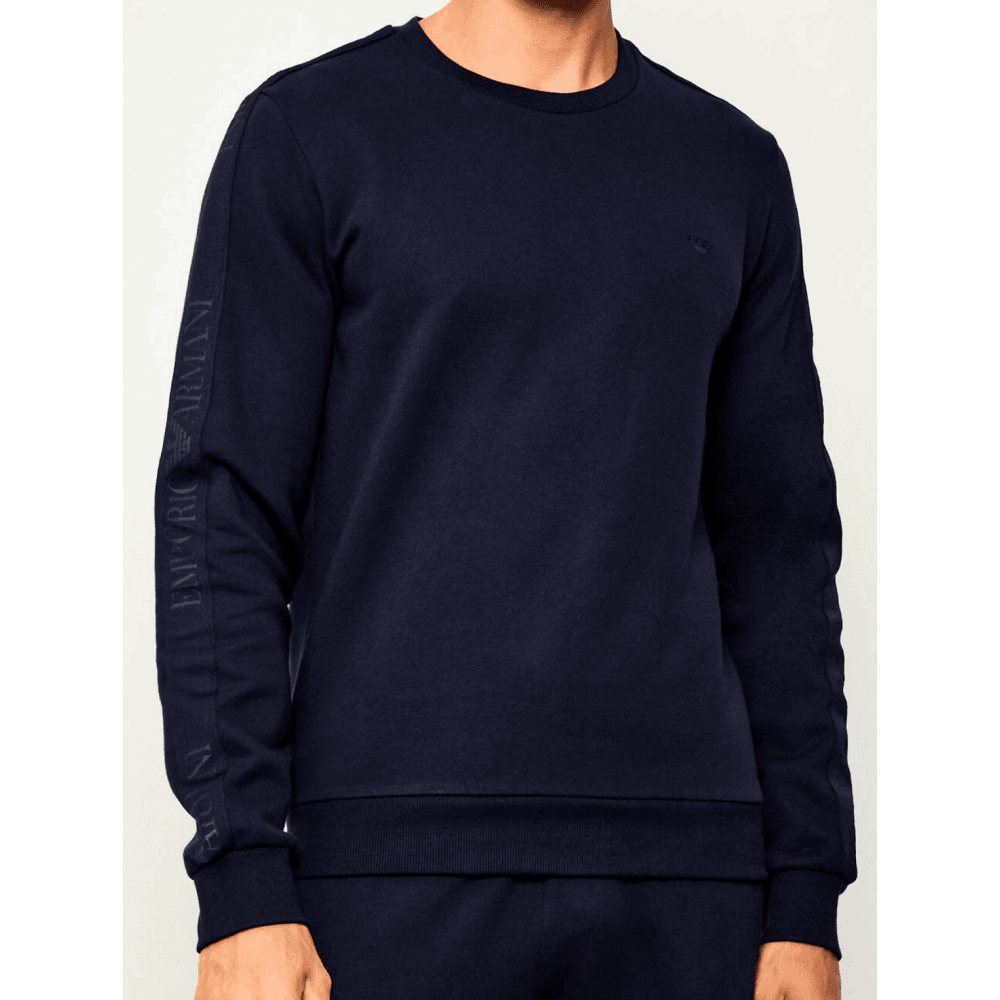 Crew Neck Tape Logo Navy Tracksuit