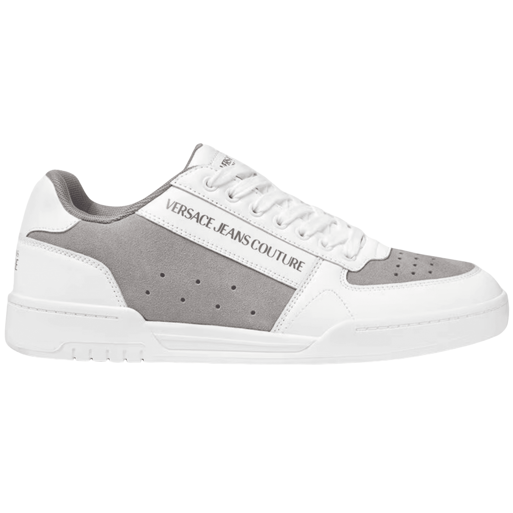 Brooklyn Gold Logo Low-Top Suede White/Grey Trainers