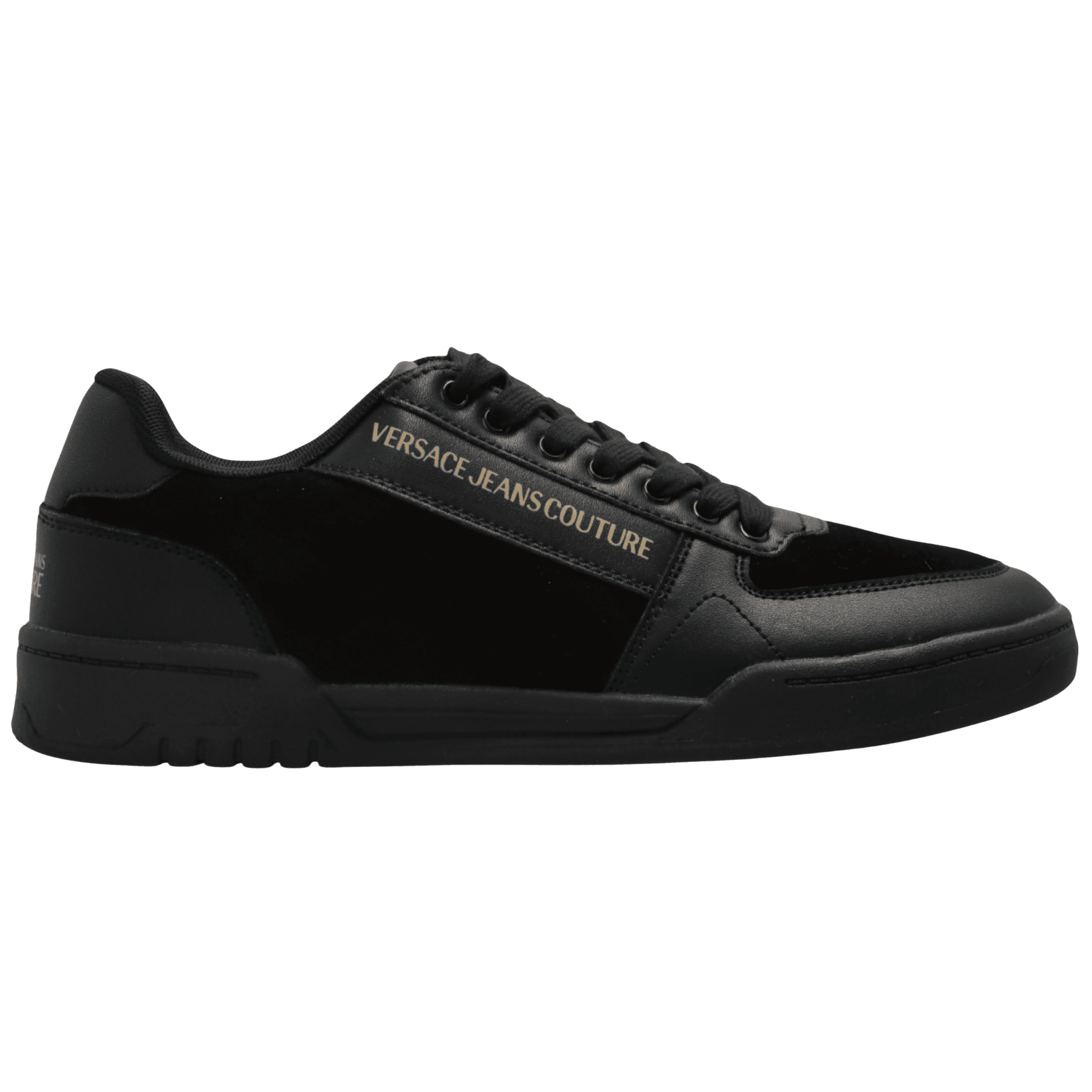 Brooklyn Gold Logo Low-Top Suede Triple Black Trainers
