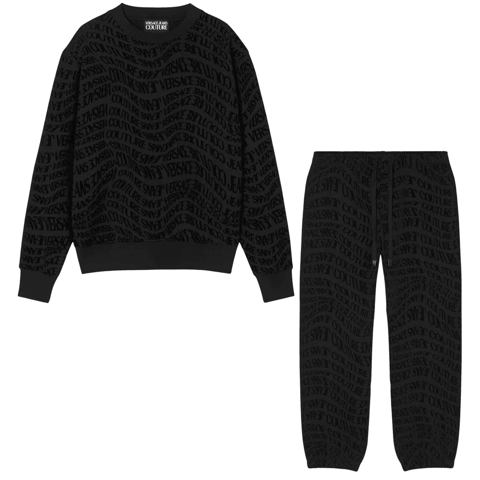 Regular Fit Liquify All Over Logo Black Tracksuit