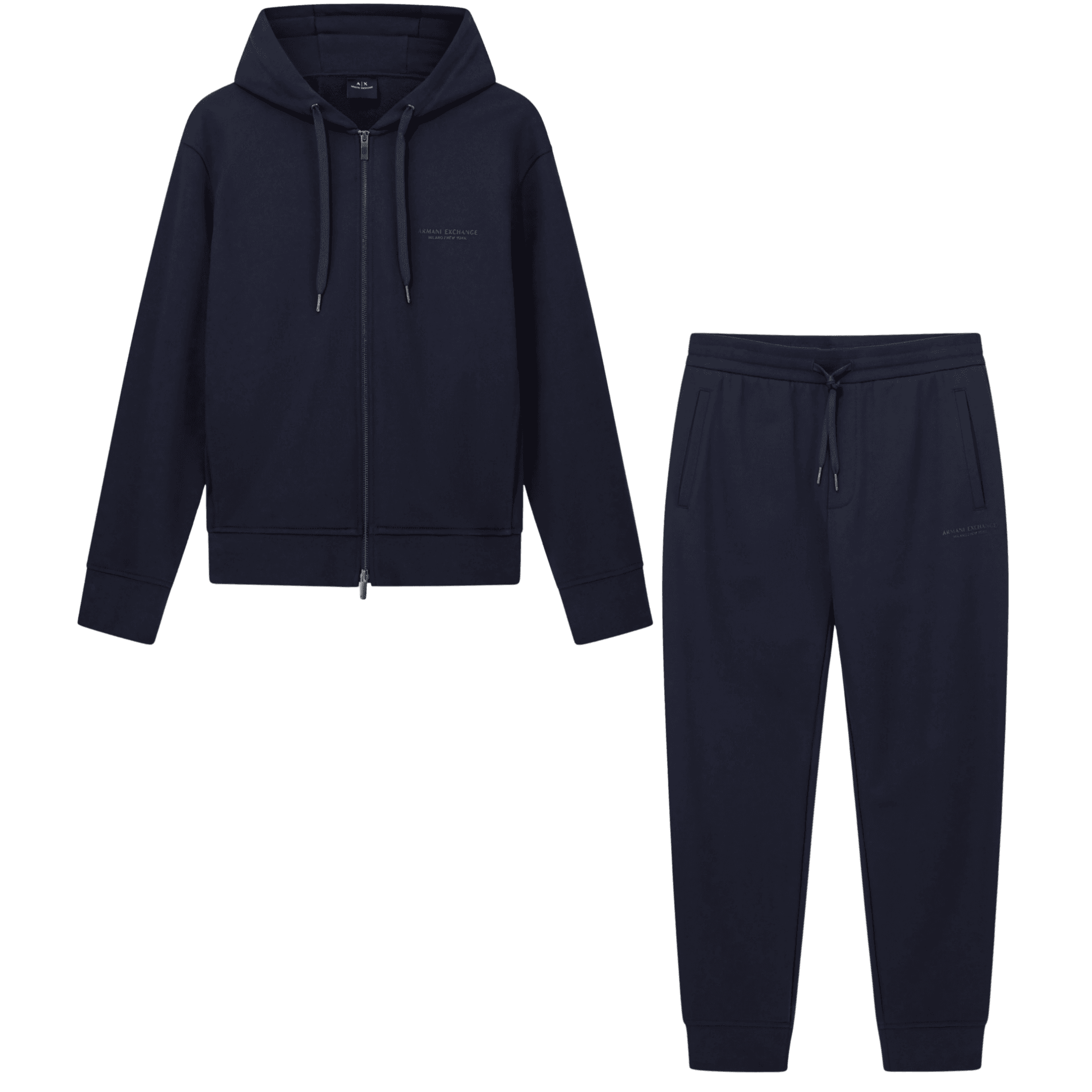 Cotton Tonal Logo Navy Zip Hooded Tracksuit
