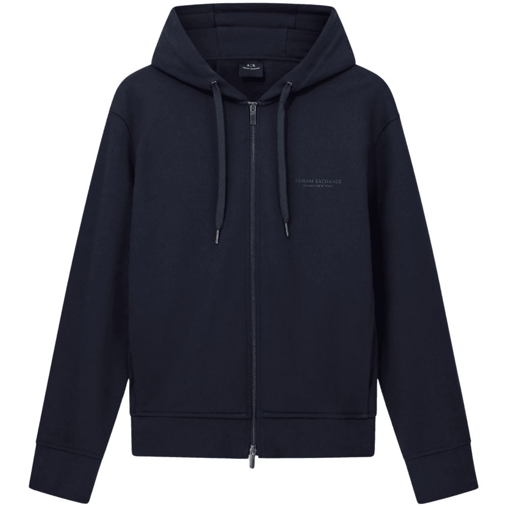Cotton Tonal Logo Navy Zip Hooded Tracksuit