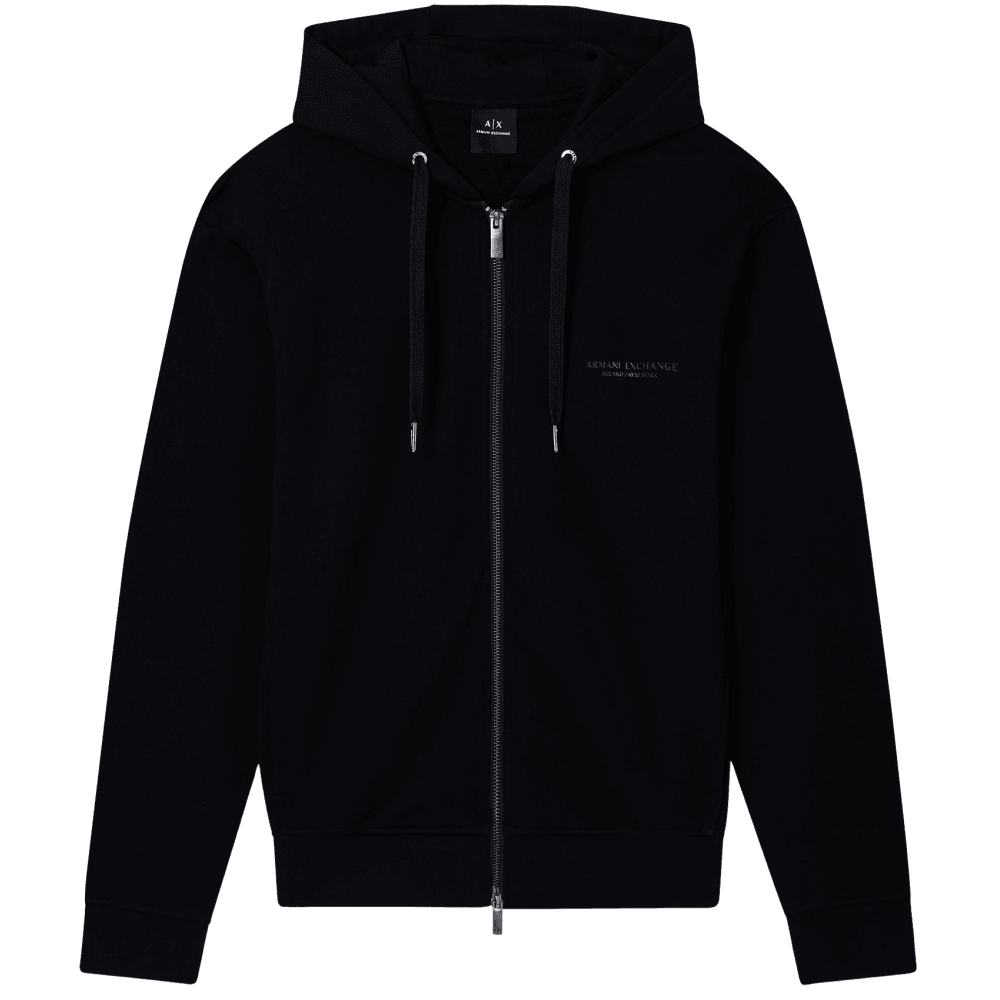 Cotton Tonal Logo Black Zip Hooded Tracksuit
