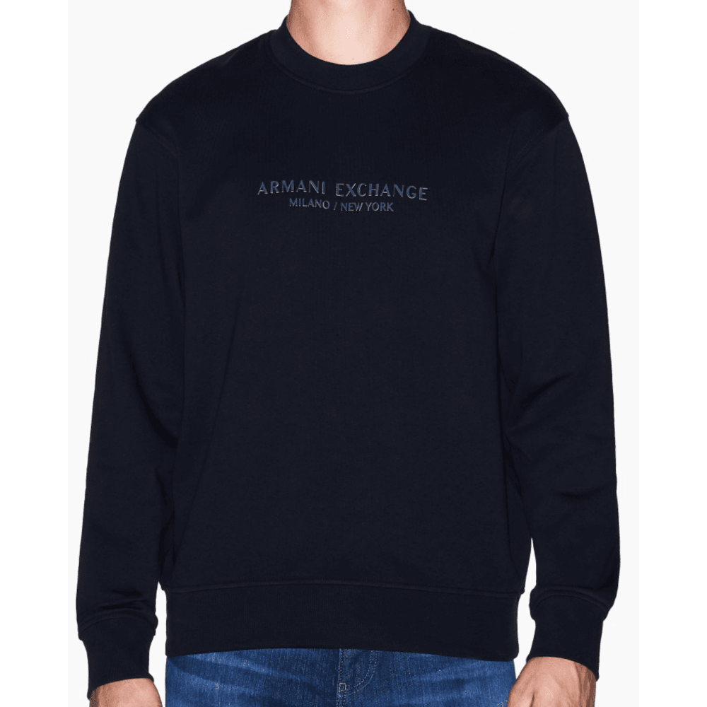 Rubberised Tonal Logo Navy Sweatshirt