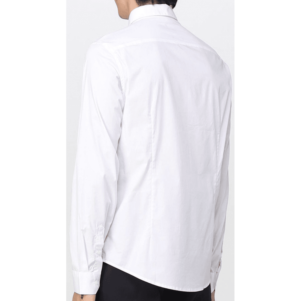 Embroidered Logo Button Up White Shirt
