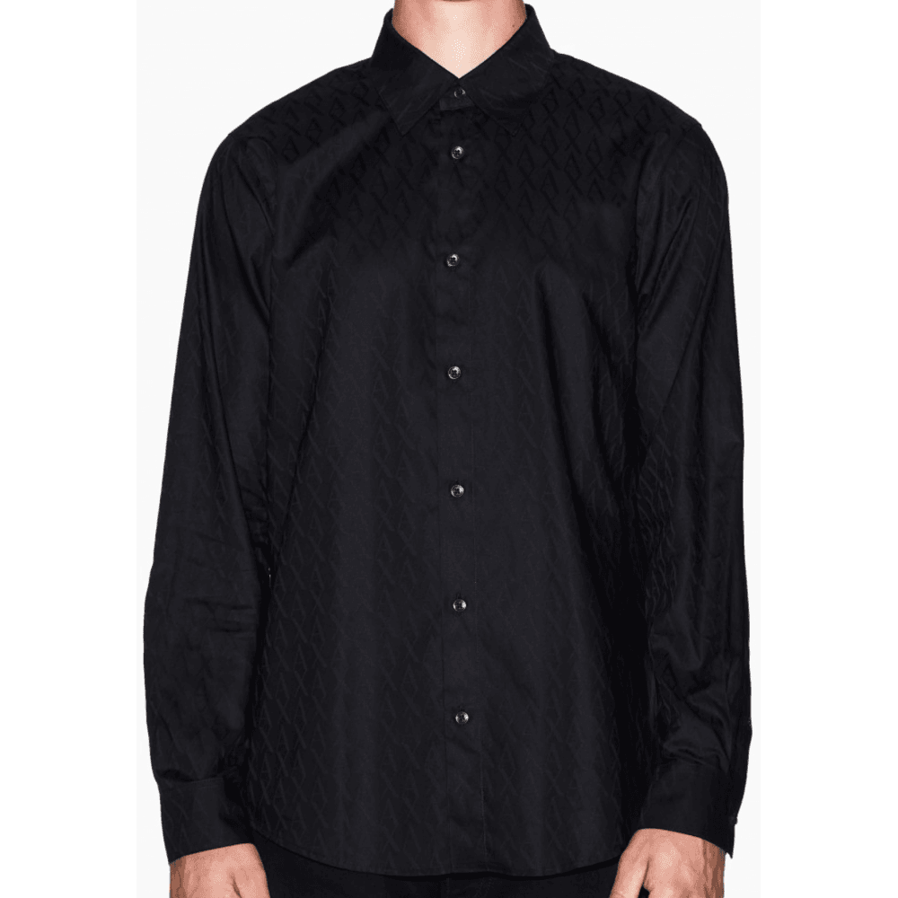 Jacquard Monogram Logo Black Shirt