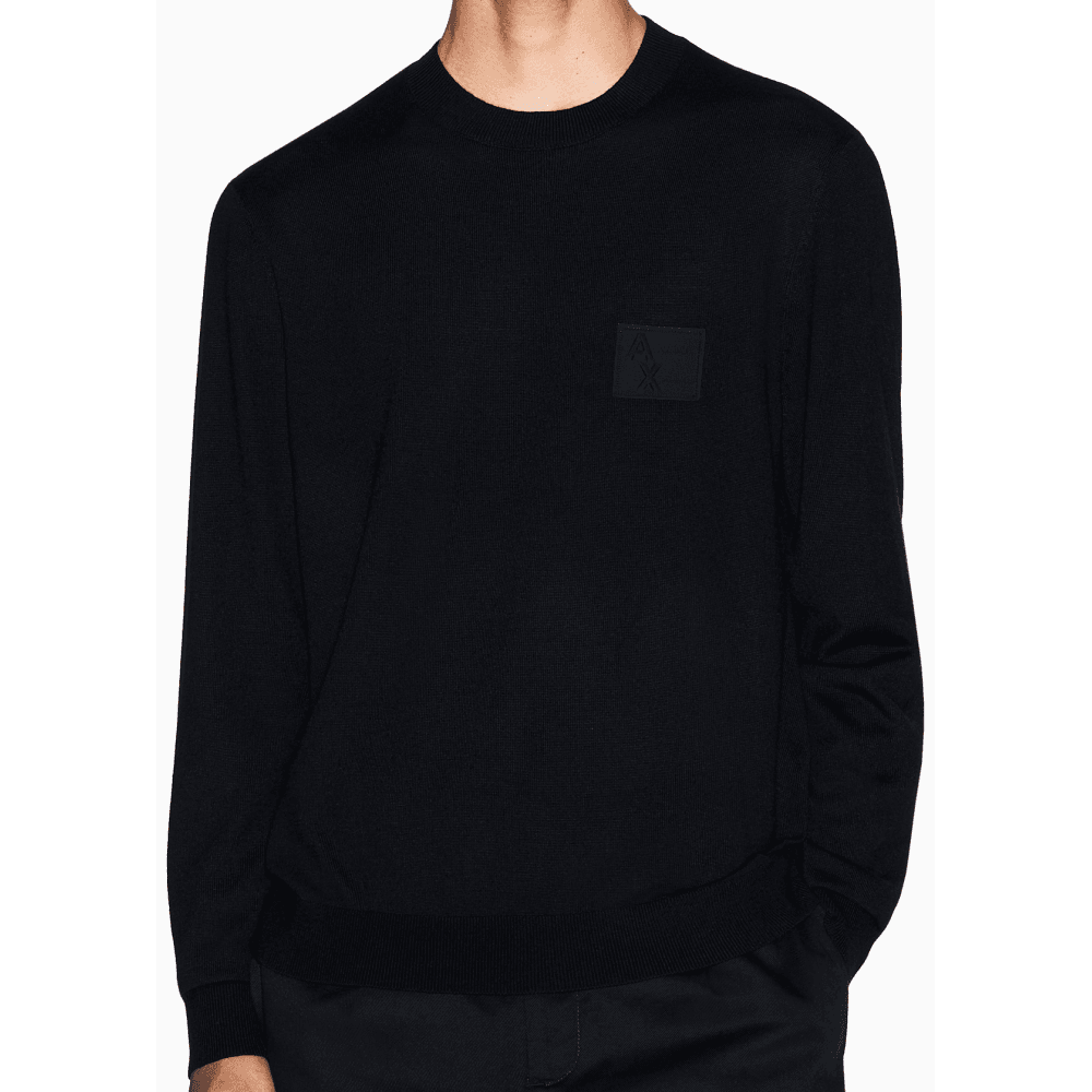 Rubber Logo Black Knitwear Sweater