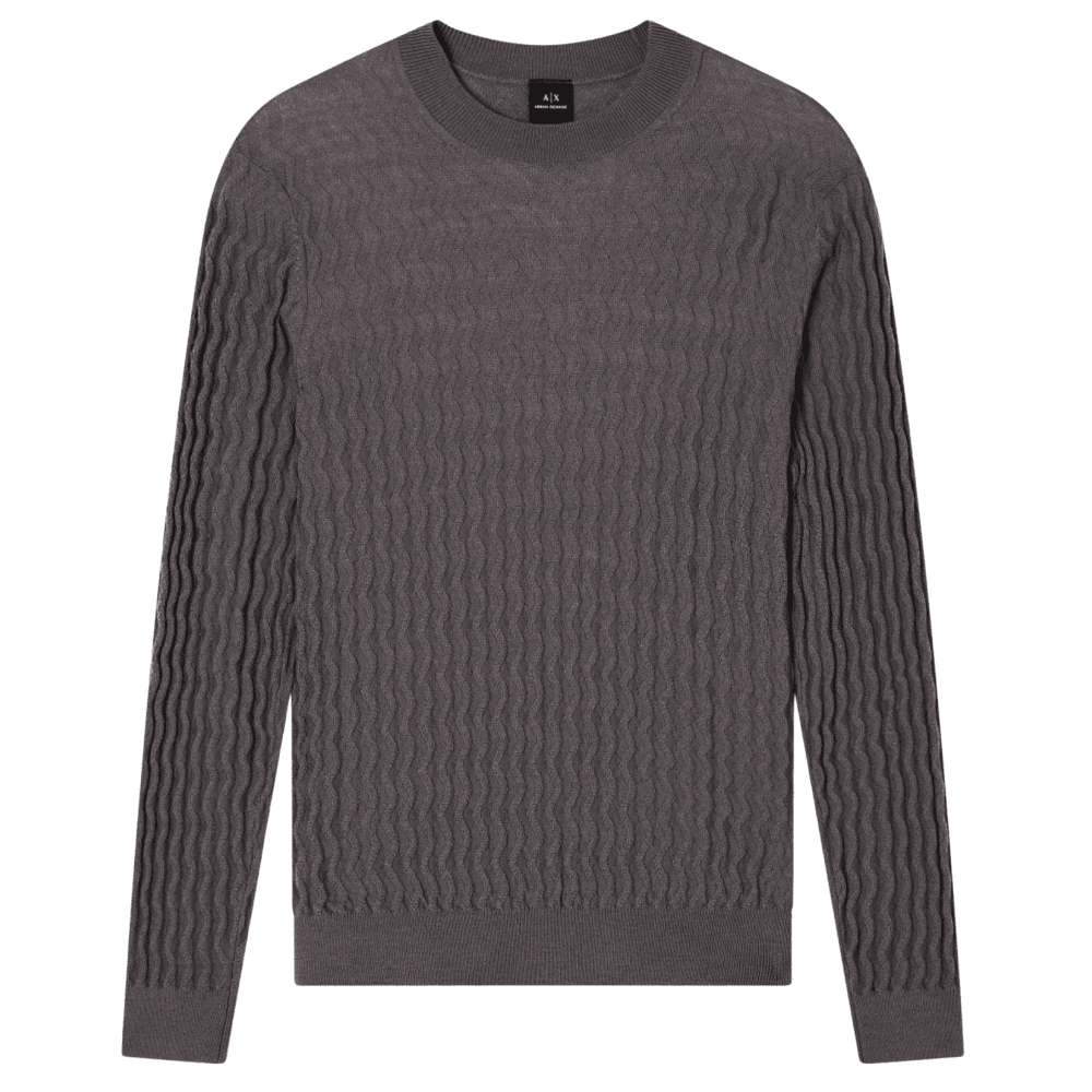 Wave Texture Grey/Brown Knitwear Sweater