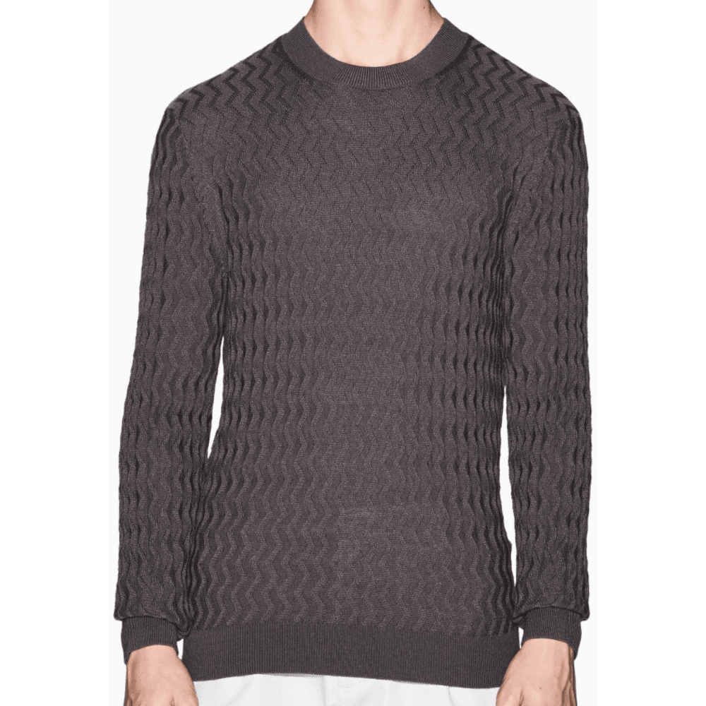 Wave Texture Grey/Brown Knitwear Sweater