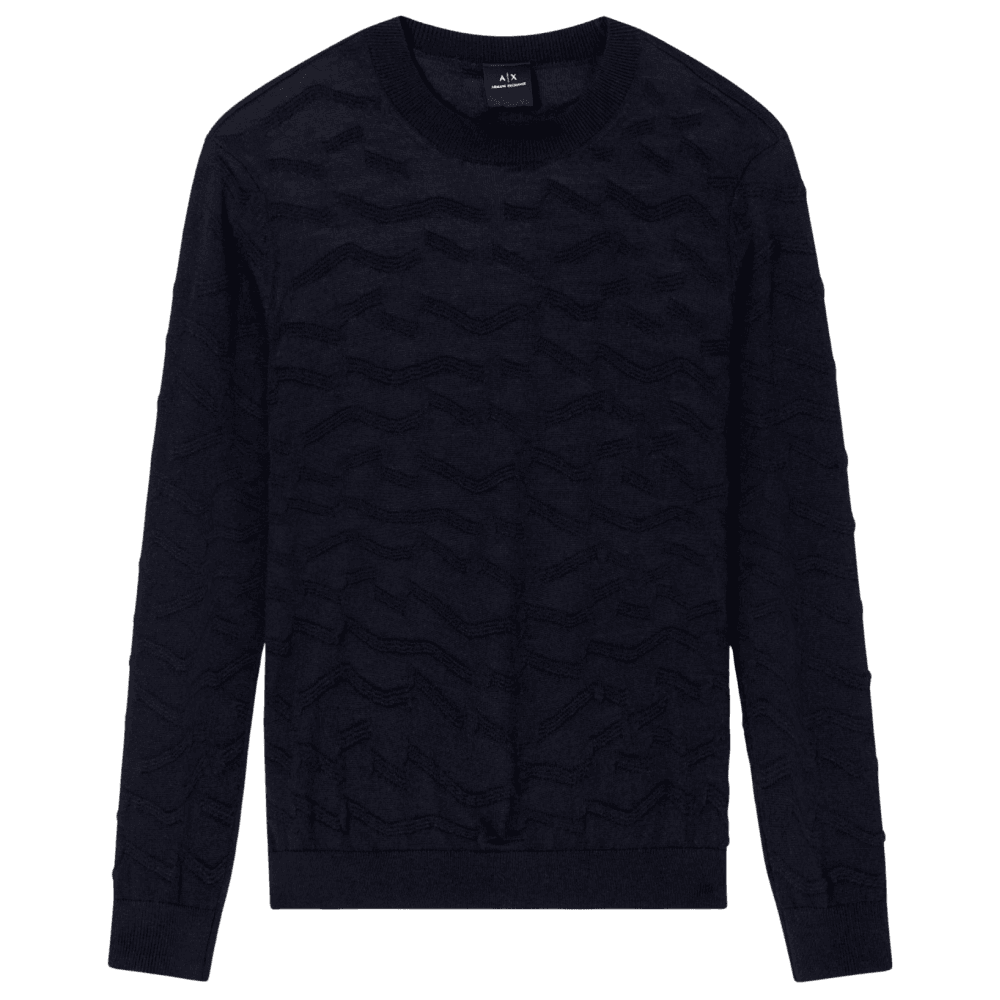 Wave Texture Navy Knitwear Sweater