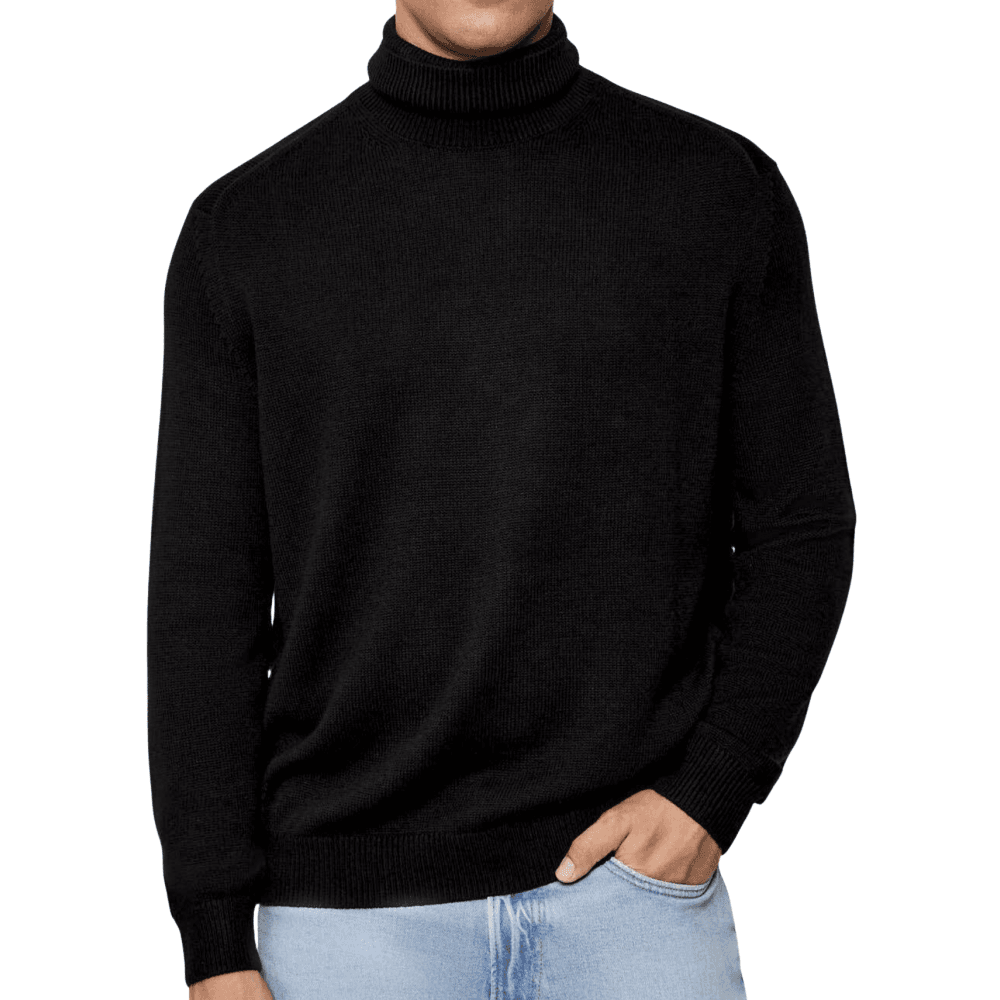Ribbed Knit Turtle Neck Black Knitwear Jumper