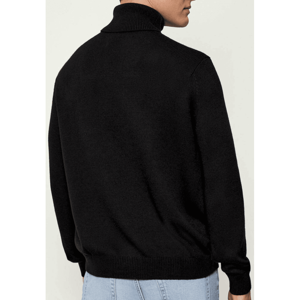 Ribbed Knit Turtle Neck Black Knitwear Jumper