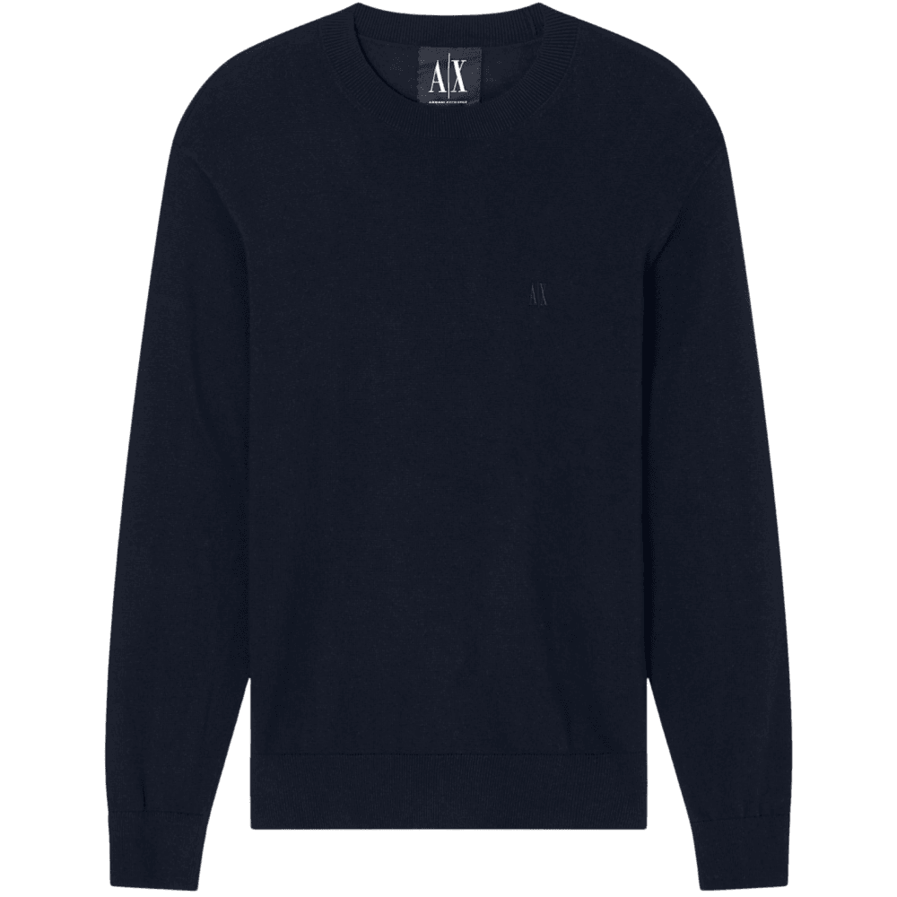 Embroidered Logo Fine Knit Navy Knitwear Jumper