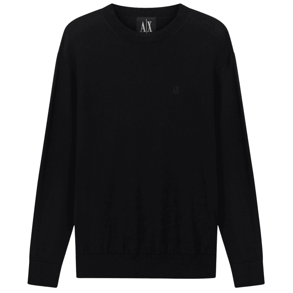 Embroidered Logo Fine Knit Black Knitwear Jumper