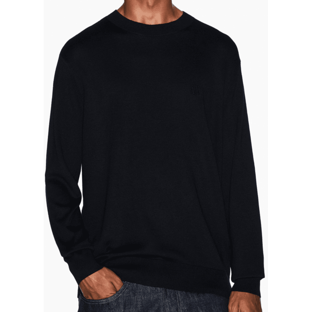 Embroidered Logo Fine Knit Black Knitwear Jumper