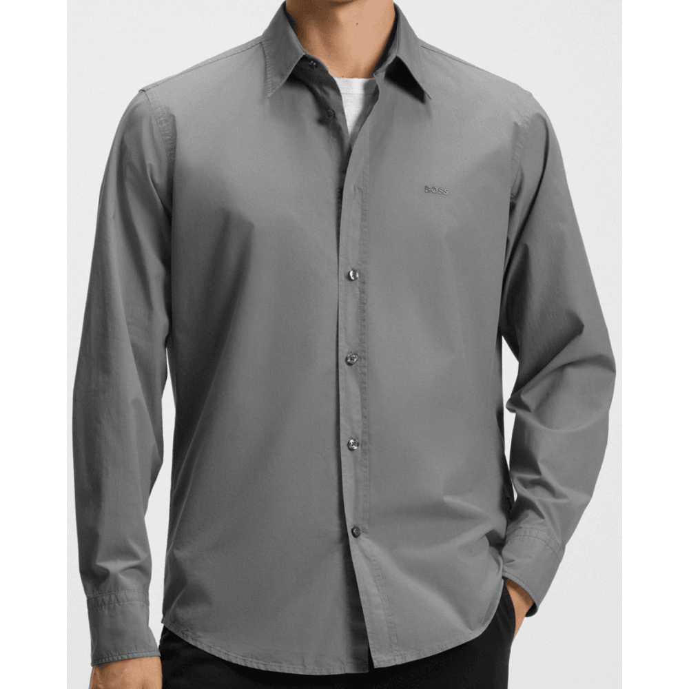 Relegant Cotton Regular Fit Grey Shirt