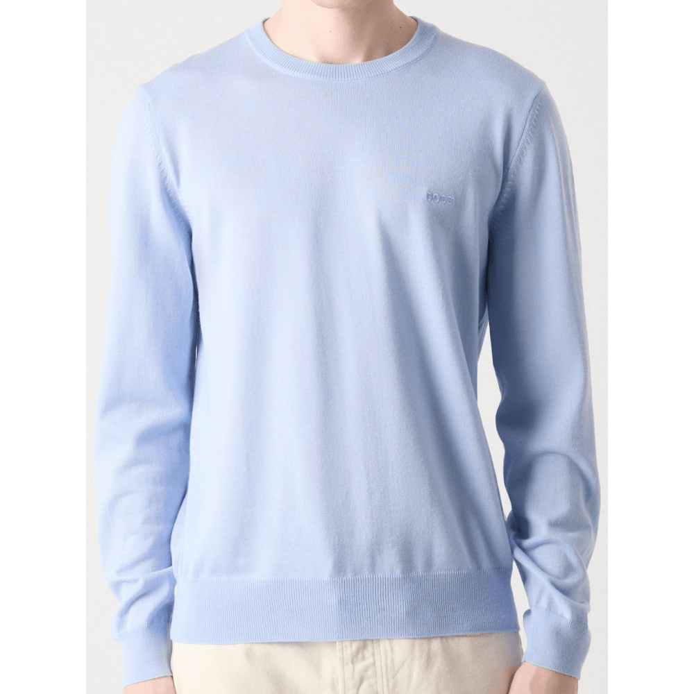 Botto Embroidered Logo Crew Neck Sky Blue Knitted Jumper