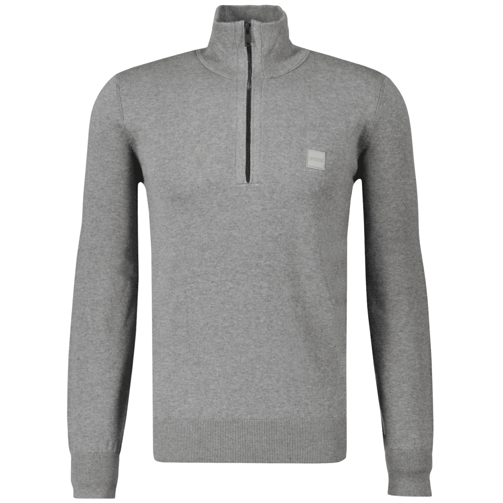 Kannobix Cashmere-Cotton Quarter Zip Grey Jumper