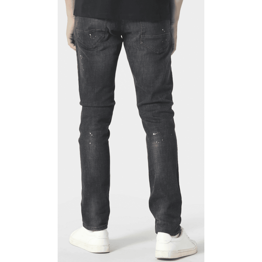 TODD 1059 Slim Fit Black Ripped Jeans