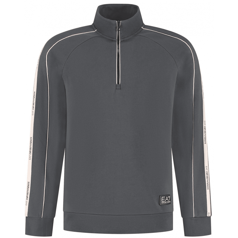 Tape Logo Grey Quarter Zip Sweatshirt