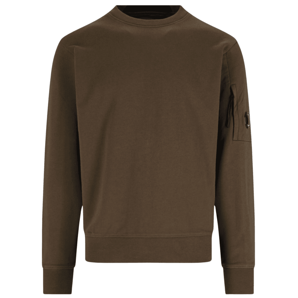 Cotton Lens Logo Crew Neck Khaki Sweatshirt